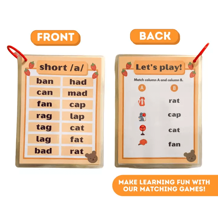 25pcs Big Vocabulary Word Flash Cards Preschool - Vowels, Blend Words, Digraphs, Matching Words - Image 2